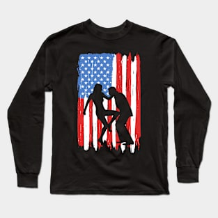 American Flag Krav Maga Graphic Long Sleeve T-Shirt